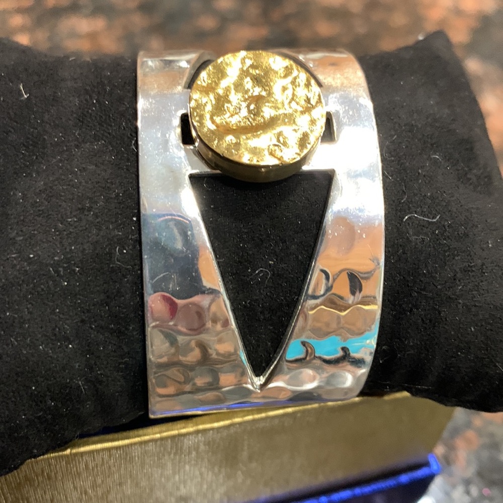Rustic Cuff Silver/Gold Bracelet - image 4